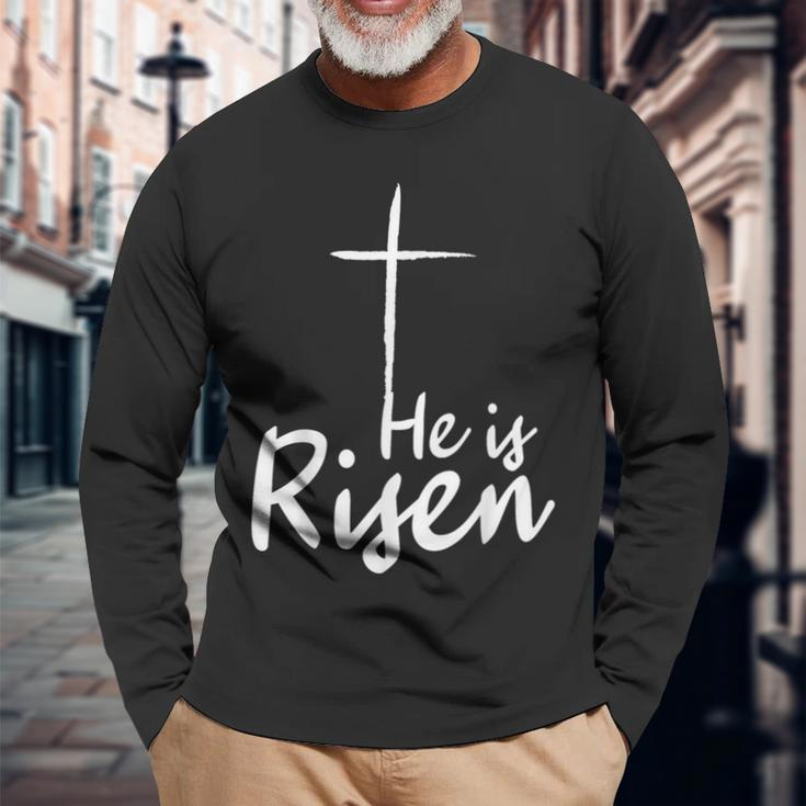 He Is Risen Easter Is About Jesus Bible Christ Easter Long Sleeve T-Shirt Gifts for Old Men