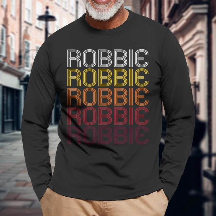 Robbie Retro Wordmark Pattern Vintage Style Langarmshirts Geschenke für alte Männer