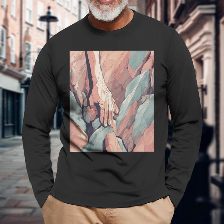 Rock Climbing Grip In Subtle Strength Long Sleeve T-Shirt Gifts for Old Men