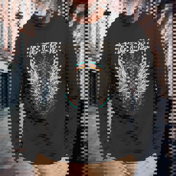 Rock And Roll Guitarraintage Rock And Roll Music Retro Metal Musi Sin Mangas Camiseta de manga larga Regalos para ancianos