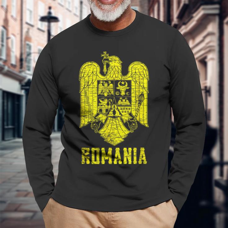 Romania Coat Of Arms Romanian Parliament Eagle Long Sleeve T-Shirt Gifts for Old Men