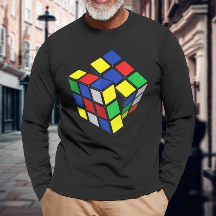 Rubik Cube Zauber Würfel Geschenk Jung Alt Nerd Retro Langarmshirts Geschenke für alte Männer