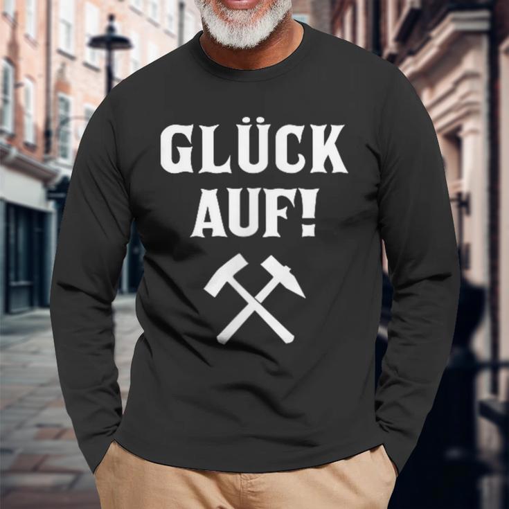 Ruhrpott Glück Auf Old School Mining Beater And Iron Langarmshirts Geschenke für alte Männer