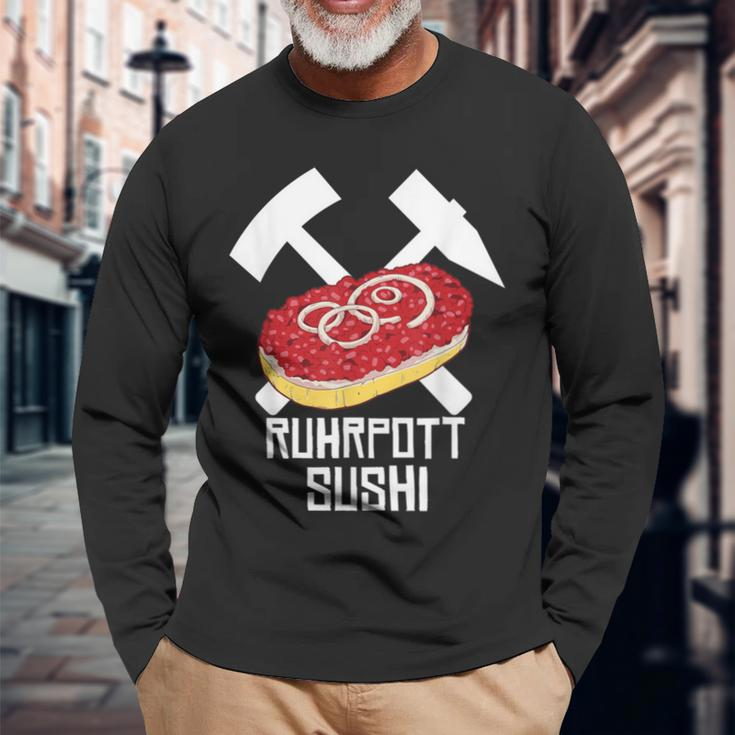 Ruhrpott Sushi Mettbrötchen For Mett Lovers Mett Langarmshirts Geschenke für alte Männer