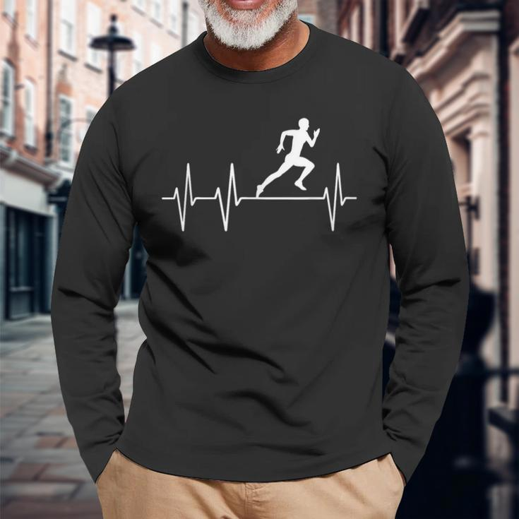 Running Jogger Heartbeat Heartbeat Outfit Sport Langarmshirts Geschenke für alte Männer