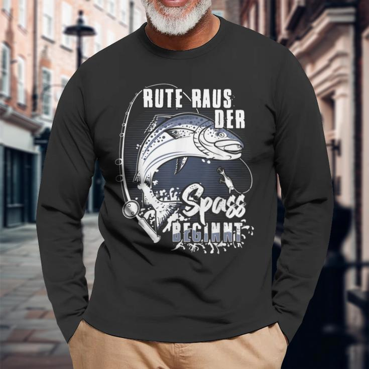 Rute Raus Der Spass Begins Fishing Rod Friends S Langarmshirts Geschenke für alte Männer