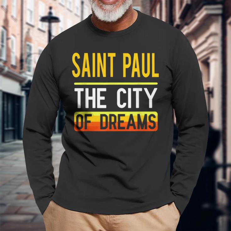 Saint Paul The City Of Dreams Minnesota Souvenir Long Sleeve T-Shirt Gifts for Old Men