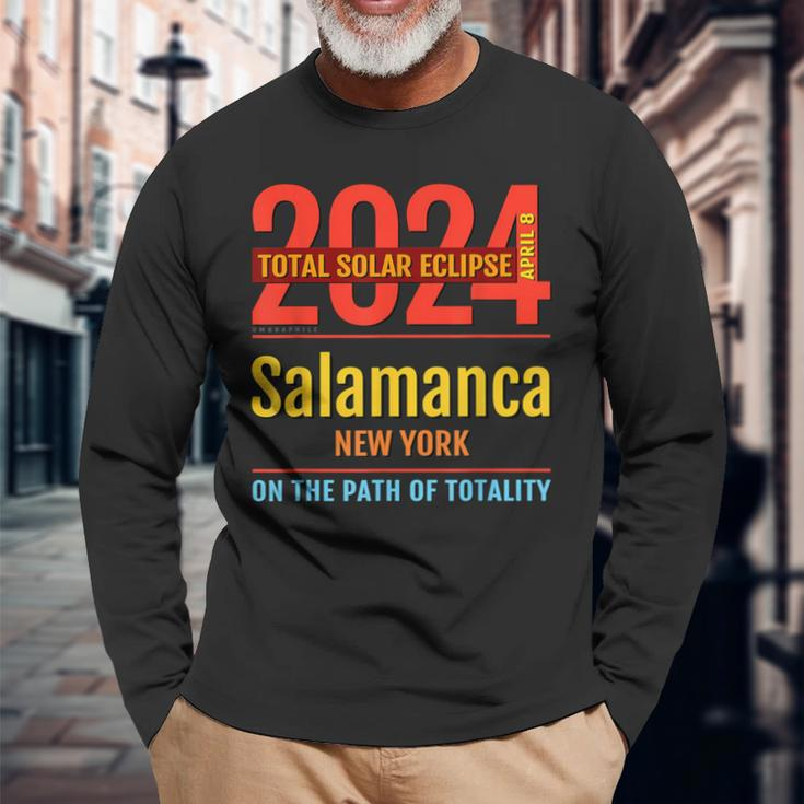 Salamanca New York Ny Total Solar Eclipse 2024 4 Long Sleeve T-Shirt Gifts for Old Men