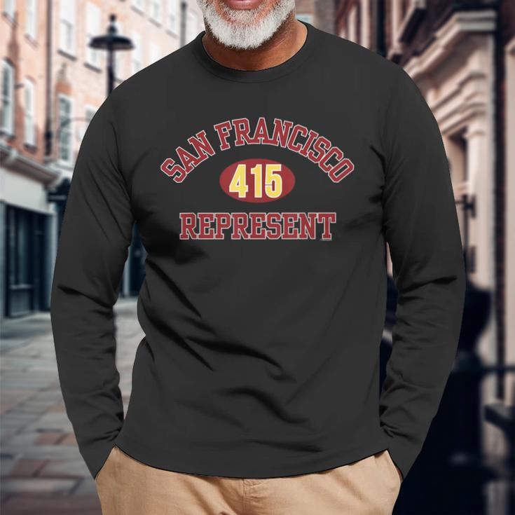San Francisco Represent The City By The Bay 415 West Coast Long Sleeve T-Shirt Gifts for Old Men