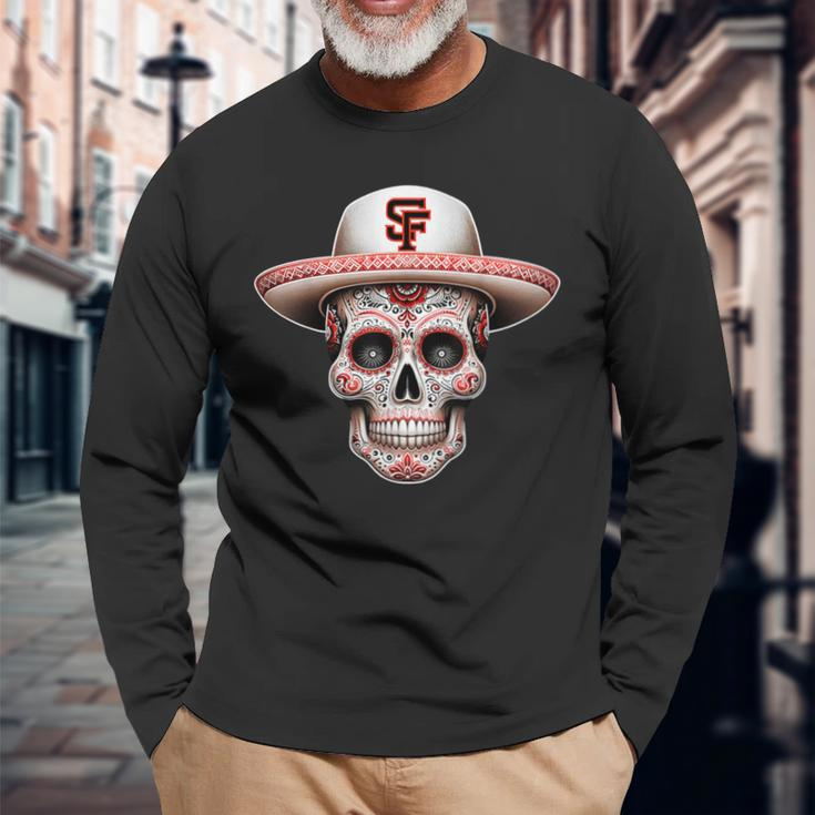 San Francisco Sugar Skull In The Style Mexican Day Long Sleeve T-Shirt Gifts for Old Men