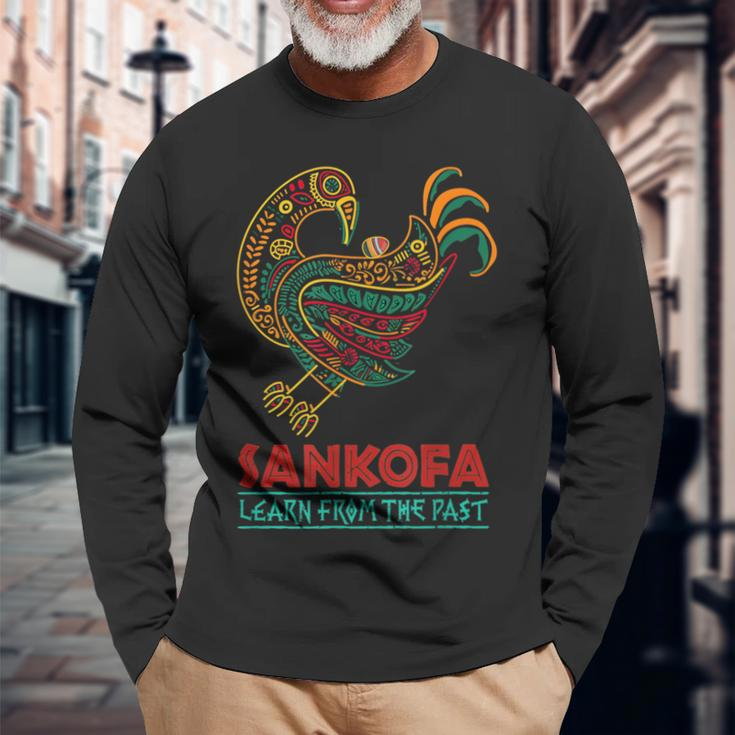 Sankofa African Bird Learn From The Past Black History Month Long Sleeve T-Shirt Gifts for Old Men