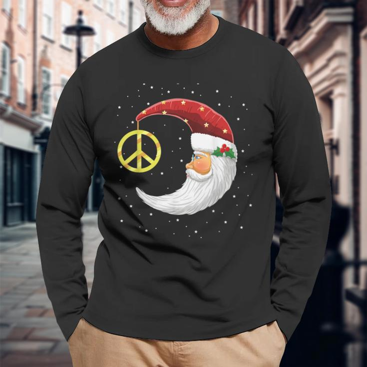 Santa Clause Moon And Star Peace Sign Christmas Dream Long Sleeve T-Shirt Gifts for Old Men