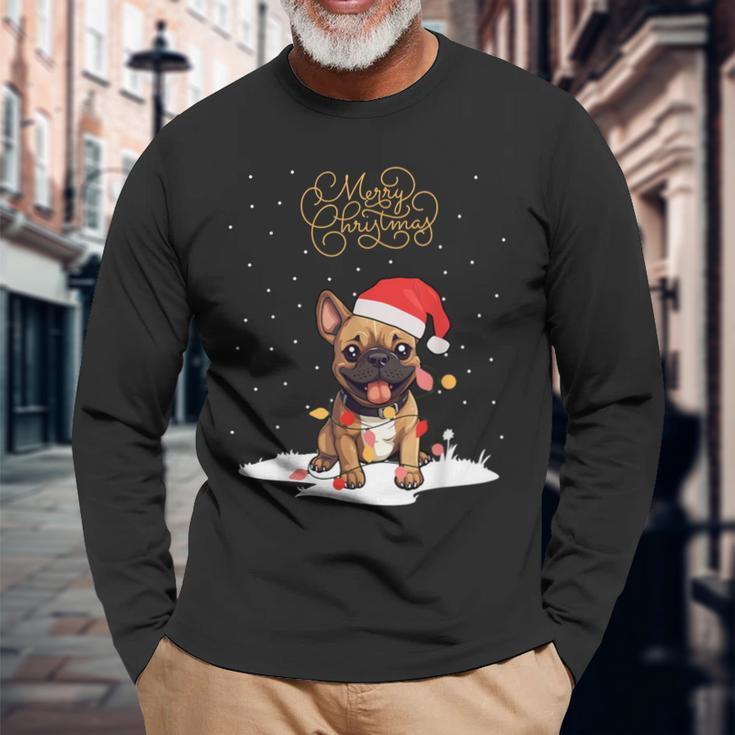 Santa Xmas Frenchie Merry Christmas French Bulldog Puppy Long Sleeve T-Shirt Gifts for Old Men
