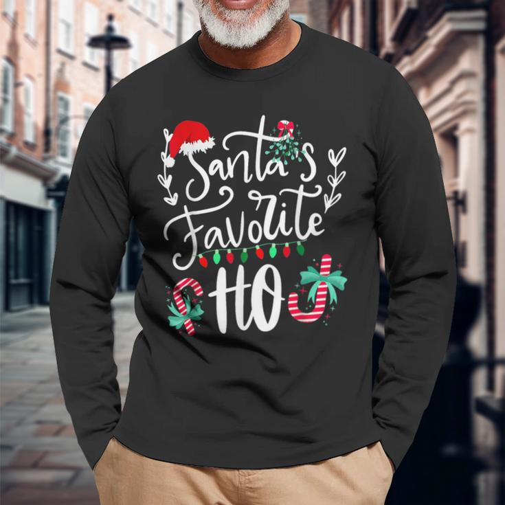 Santas Favorite Ho Christmas Santa Hat Xmas Pajamas Long Sleeve T-Shirt Gifts for Old Men