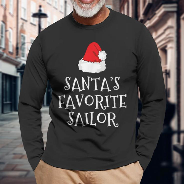 Santa's Favorite Sailor Christmas Hat Sailing Long Sleeve T-Shirt Gifts for Old Men