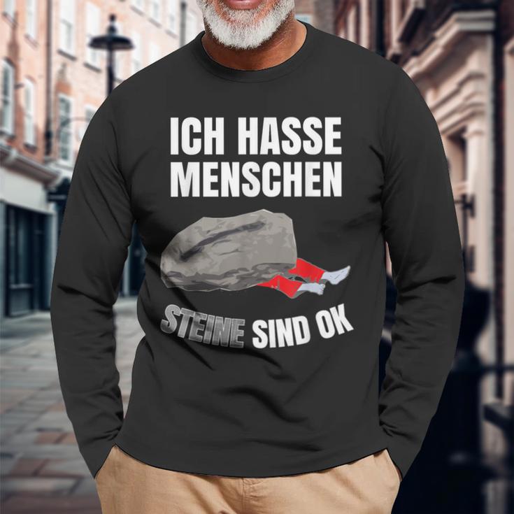 Sarcasmus Slogan Ich Hasse Menschen S Black Langarmshirts Geschenke für alte Männer