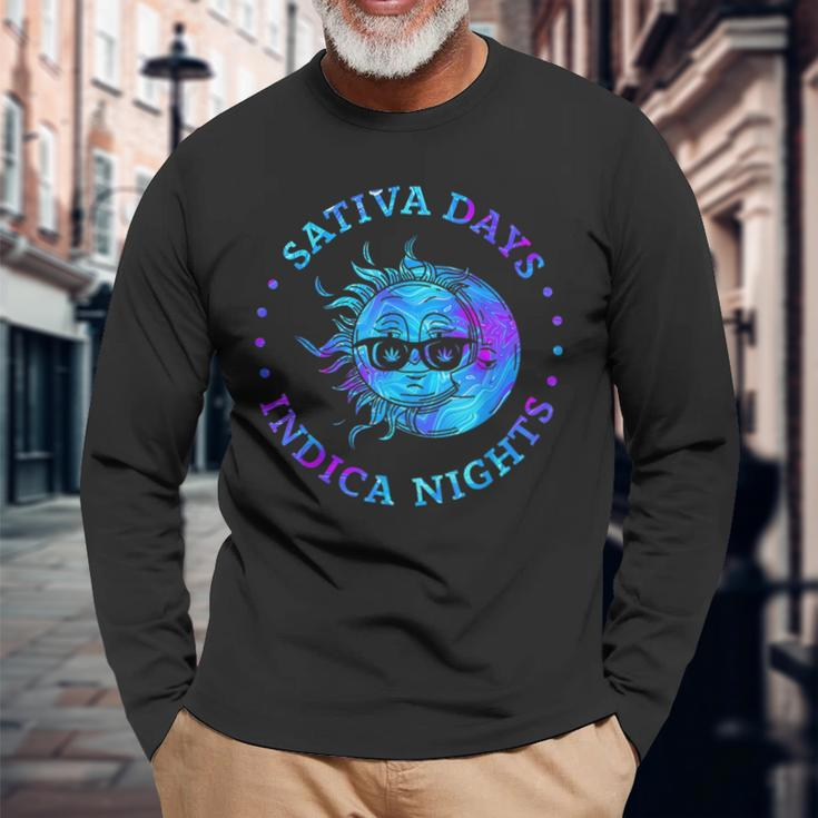 Sativa Days Indica Nights Long Sleeve T-Shirt Gifts for Old Men