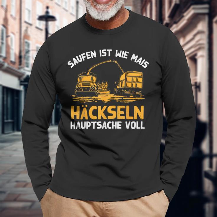 Saufen Ist Wie Mais Häckseln Hauptsacheoll Farmer Langarmshirts Geschenke für alte Männer