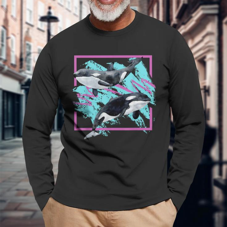 Save Whales 90S Orca Ocean Animals Chart Mammals Guide Eco Long Sleeve T-Shirt Gifts for Old Men