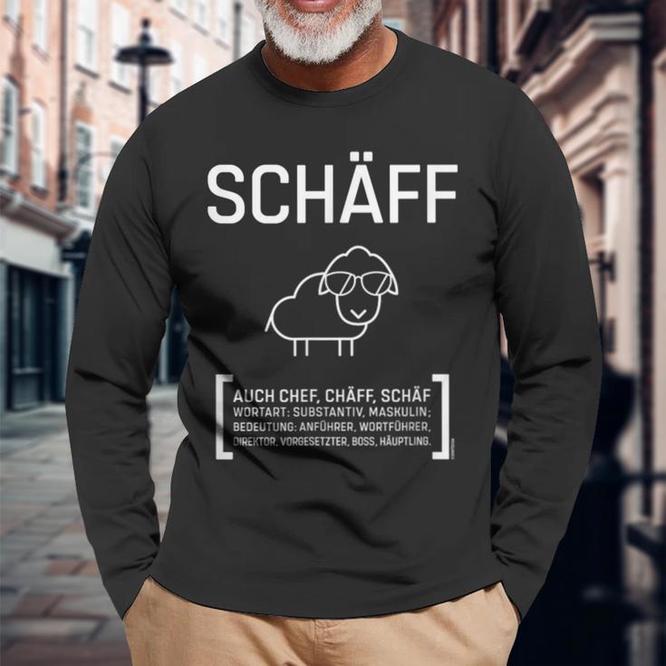 Schäff Chef Lustig Fun Spruch Schaf Sonnenbrille Langarmshirts Geschenke für alte Männer