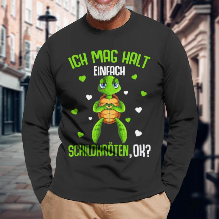 Schildkröte Ich Mag Halt Schildkröten German Langu Langarmshirts Geschenke für alte Männer