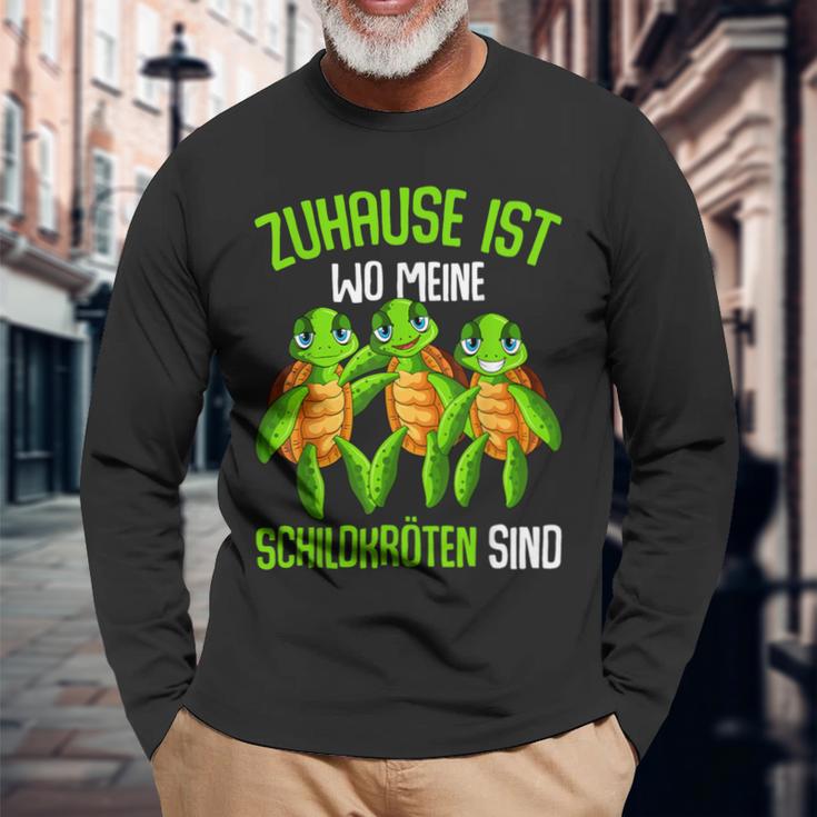 Schildkröte Zuhause Ist Wo Meine Schildkröten Sind Sind Sind Langarmshirts Geschenke für alte Männer