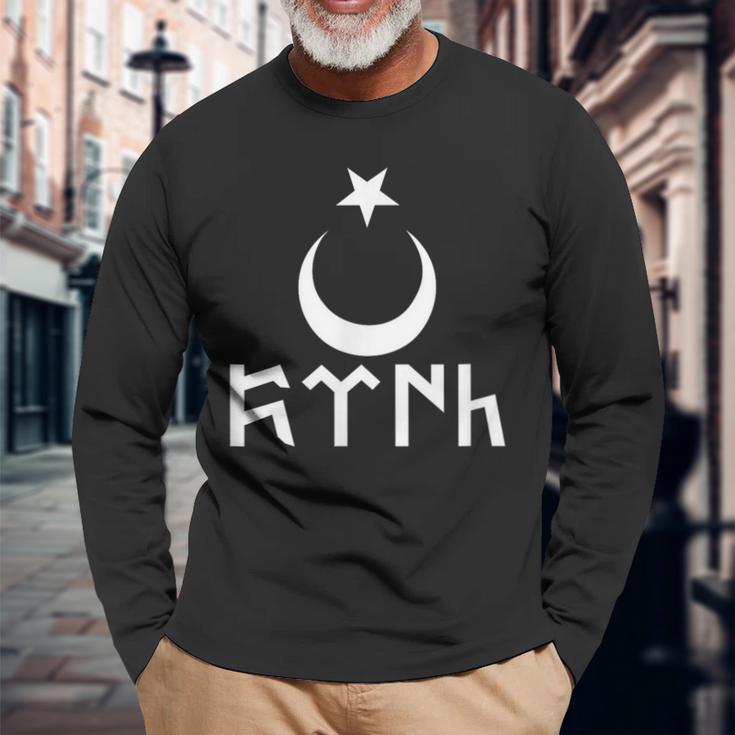 Schlichtes Göktürk Alttürkische Schrift Langarmshirts Geschenke für alte Männer