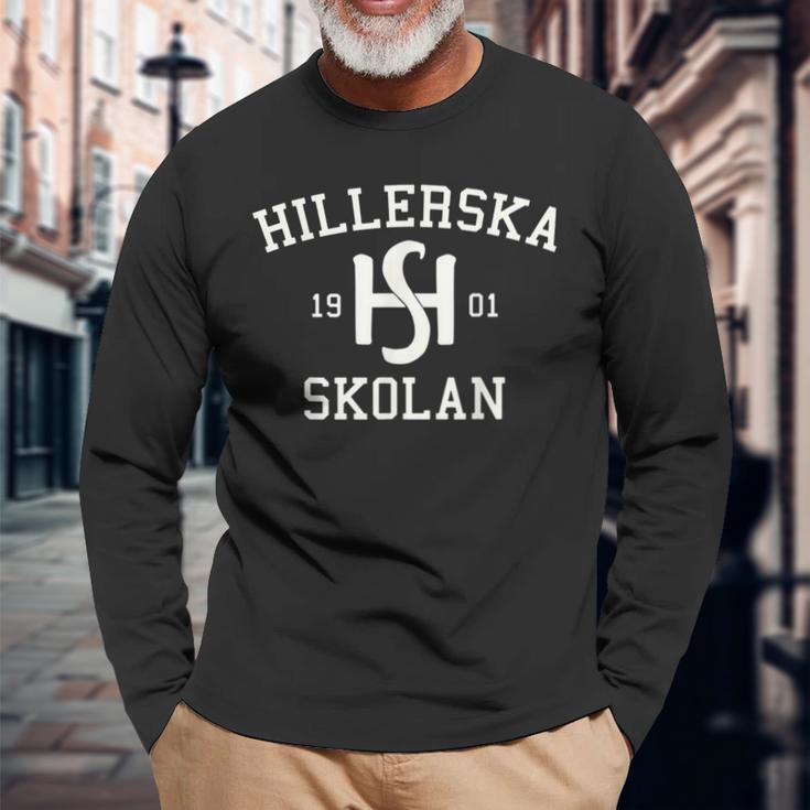 Schwarzes Hillerska Skolan 1901 Langarmshirts, Historisches Design Tee Geschenke für alte Männer