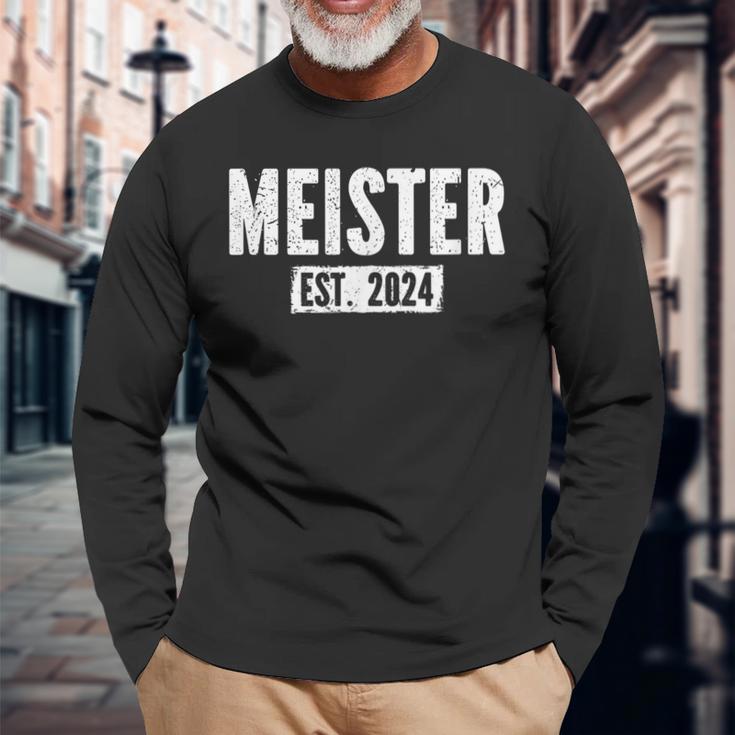 Schwarzes Langarmshirts Meister EST. 2024, Vintage Schriftzug Design Geschenke für alte Männer