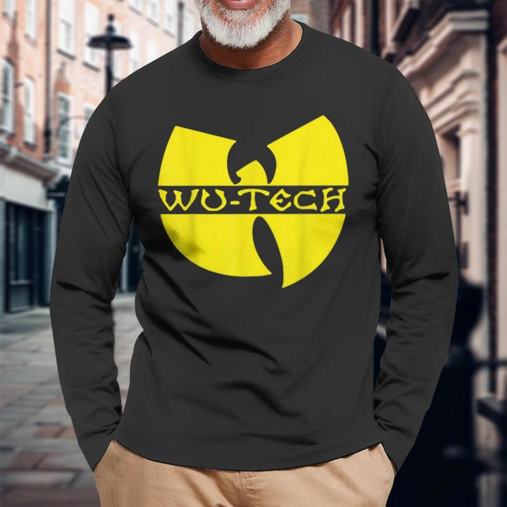 Schwarzes Wu-Tang Logo Langarmshirts, Hip-Hop Fanbekleidung Geschenke für alte Männer