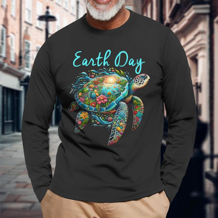 Sea Turtle Earth Day Save The Earth Long Sleeve T-Shirt Gifts for Old Men
