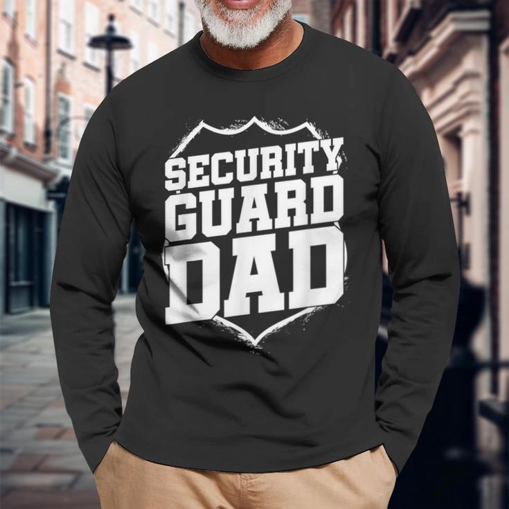 Security Guard Dad Purple Line Watchman Security Officer Long Sleeve T-Shirt Gifts for Old Men