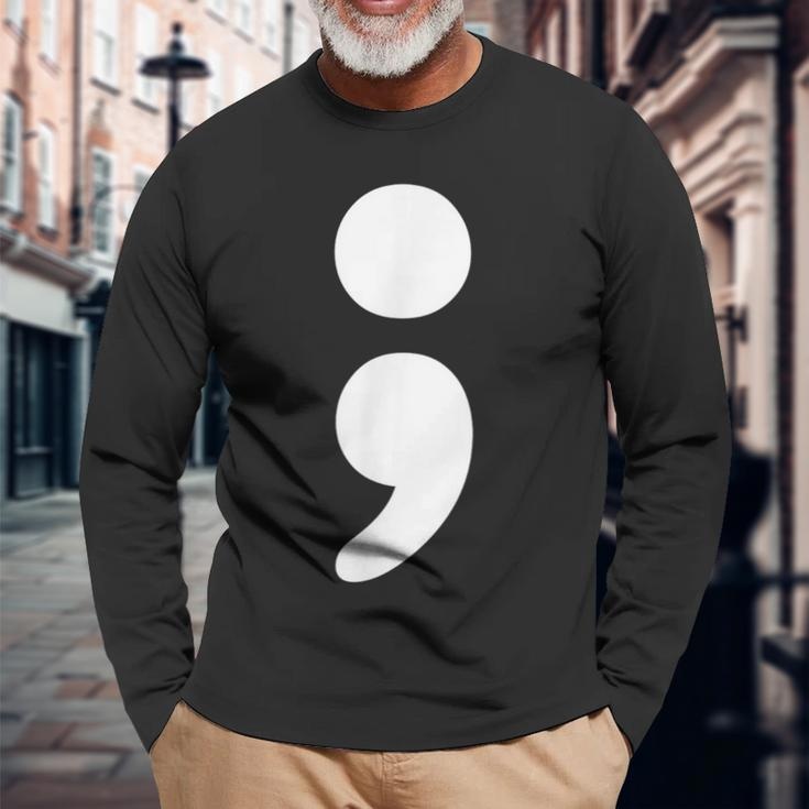 Semicolon Mental Health Matters Awareness Month Long Sleeve T-Shirt Gifts for Old Men
