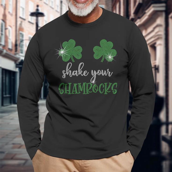 Shake Your Shamrocks Bling St Paddy's Day Long Sleeve T-Shirt Gifts for Old Men