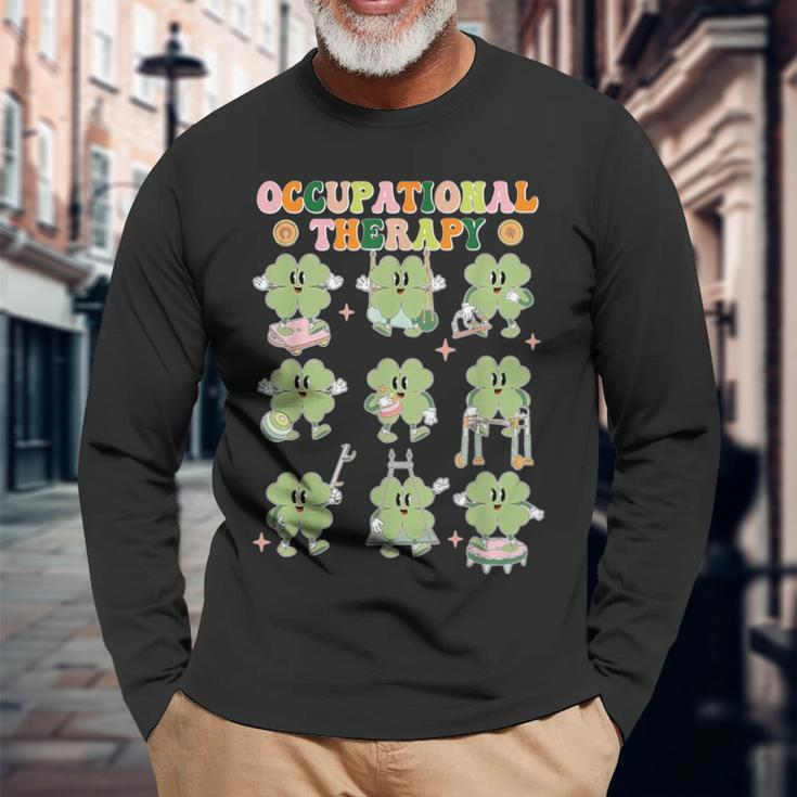 Shamrock Occupational Therapy St Patrick's Day Ot Ota Cota Long Sleeve T-Shirt Gifts for Old Men