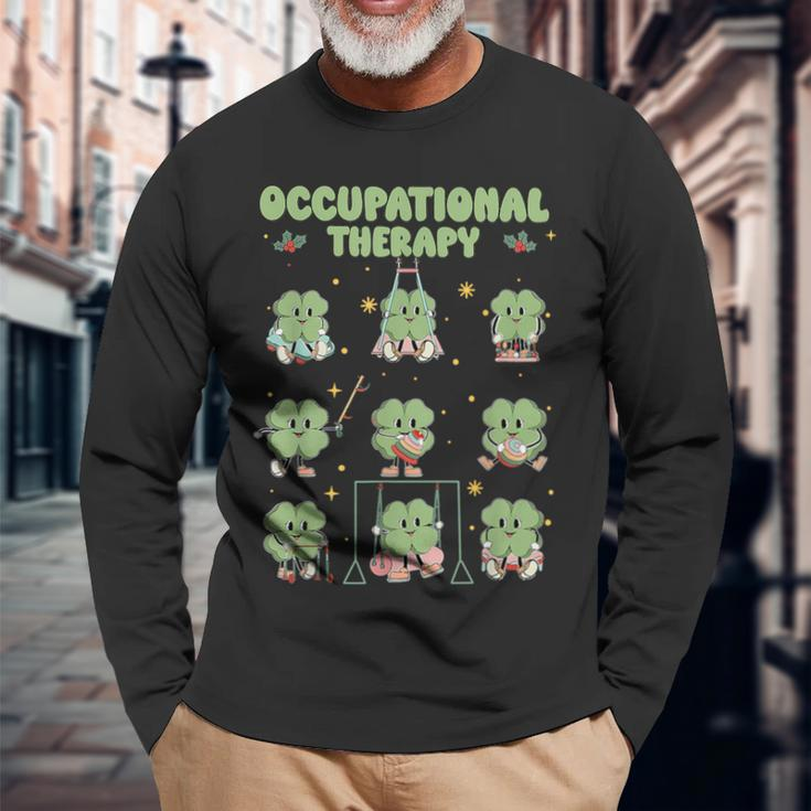 Shamrock Occupational Therapy St Patrick's Day Ot Therapist Long Sleeve T-Shirt Gifts for Old Men