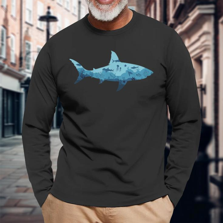Shark Underwater Life Ocean Underwater World Langarmshirts Geschenke für alte Männer