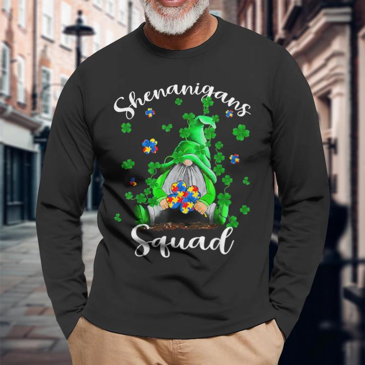 Shenanigans Squad Gnomes Autism St Patrick's Day Long Sleeve T-Shirt Gifts for Old Men