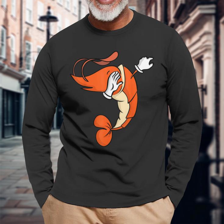 Shrimp Dab Pose Long Sleeve T-Shirt Gifts for Old Men