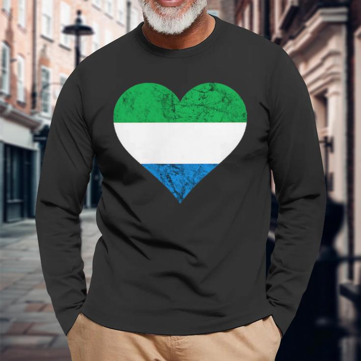 Sierra Leone Heart Siera Leonean Roots Flag Pride Love Long Sleeve T-Shirt Gifts for Old Men