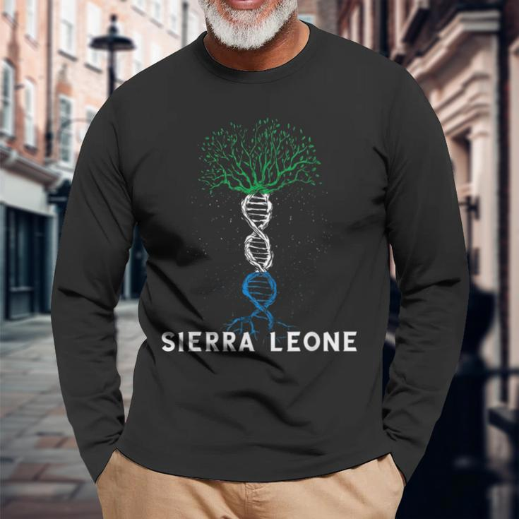 Sierra Leone Siera Leonean Roots Tree Of Life Flag Pride Long Sleeve T-Shirt Gifts for Old Men