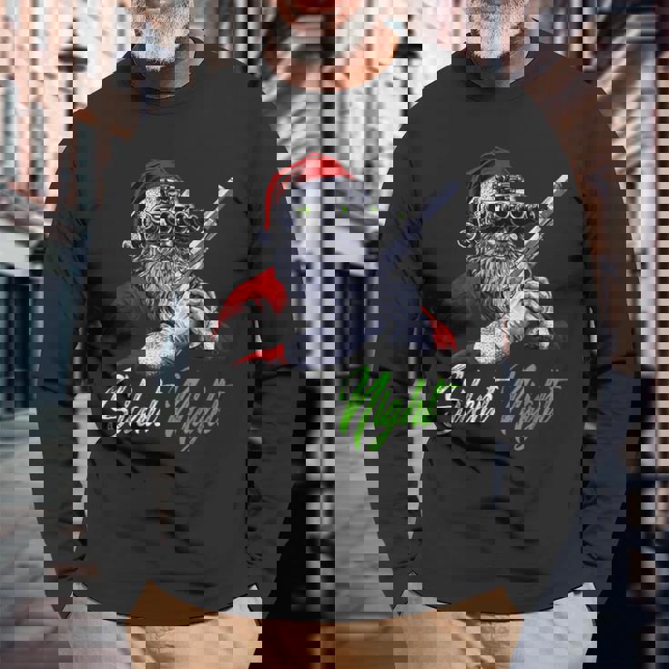 Silent Night Santa Christmas Santa Claus Guns Vintage Long Sleeve T-Shirt -  Monsterry