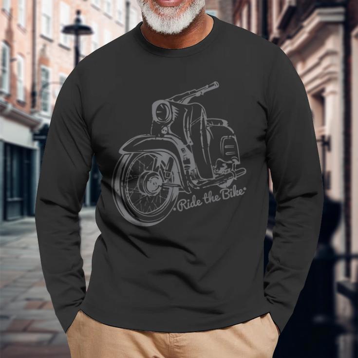 Simsonfahrer Ride The Bike Schwalbefan Retro Langarmshirts Geschenke für alte Männer