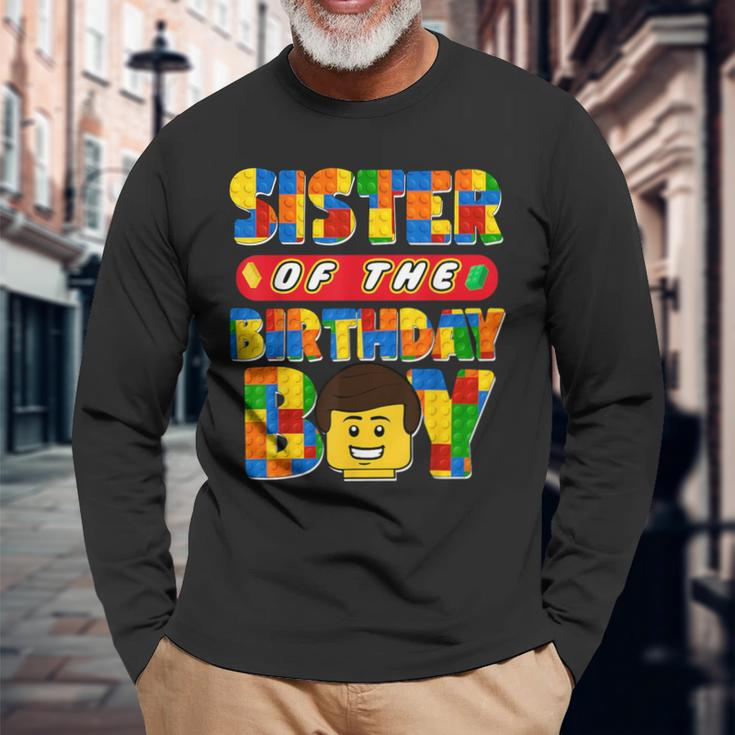 Sister Of The Birthday Boy Building Brick Family Matching Long Sleeve T-Shirt Gifts for Old Men