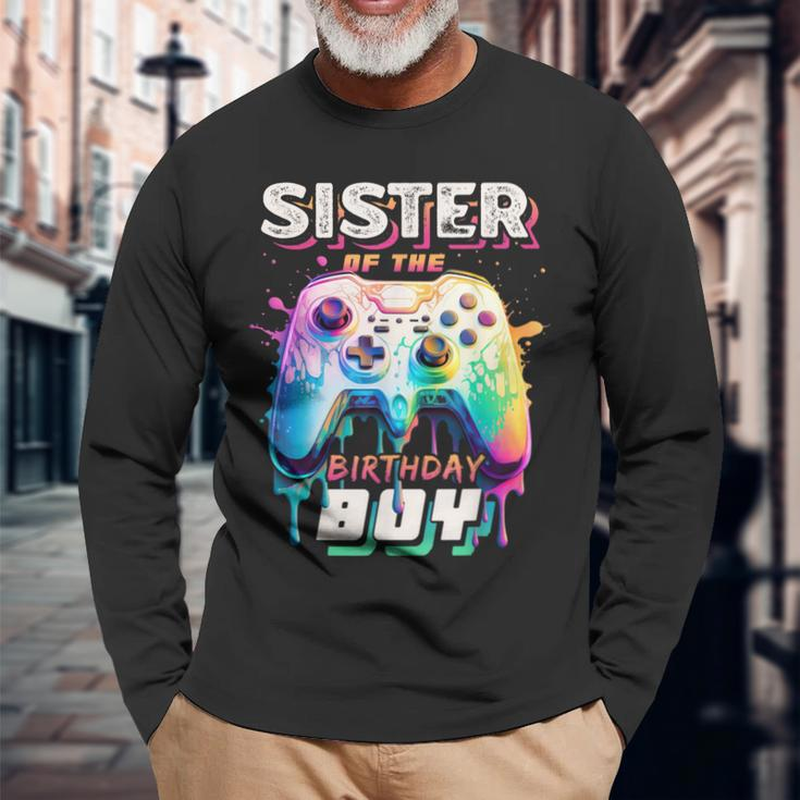 Sister Of The Birthday Boy Matching Video Game Birthday Long Sleeve T-Shirt Gifts for Old Men