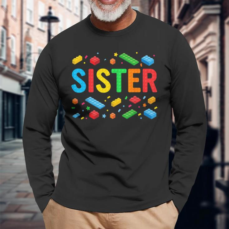 Sister Master Builder Building Bricks Blocks Family Matching Long Sleeve T-Shirt Gifts for Old Men