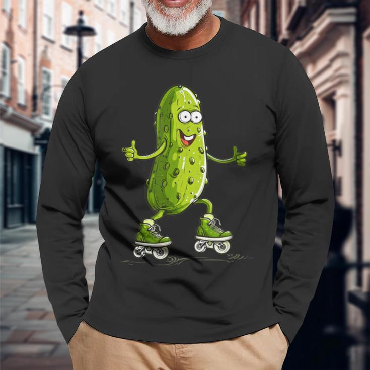 Skater Pickle Kostüm Für Inlineskating Liebhaber Langarmshirts Geschenke für alte Männer