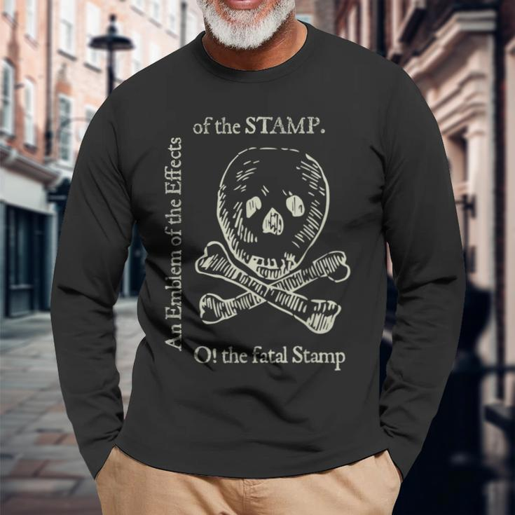 Skull Crossbones O The Fatal Stamp Beige Long Sleeve T-Shirt Gifts for Old Men