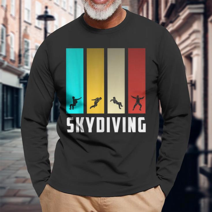 Skydiving Parachutist Wingsuit Flying Parachuting Skydiver Long Sleeve T-Shirt Gifts for Old Men