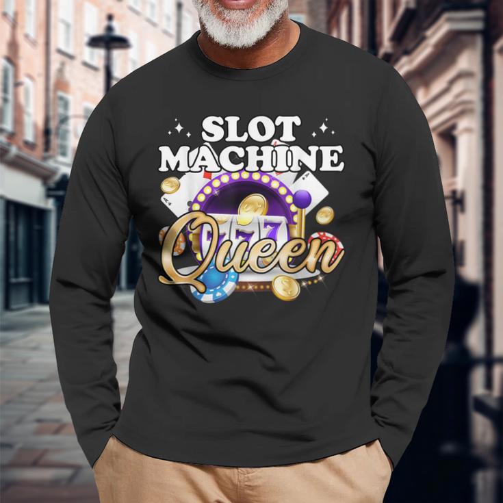 Slotmaschine Queen Casino Las Vegas Gambling Langarmshirts Geschenke für alte Männer